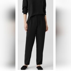 Eileen Fisher 3X Silk Tapered Pants Side Slit Black Quiet Luxury Minimalist